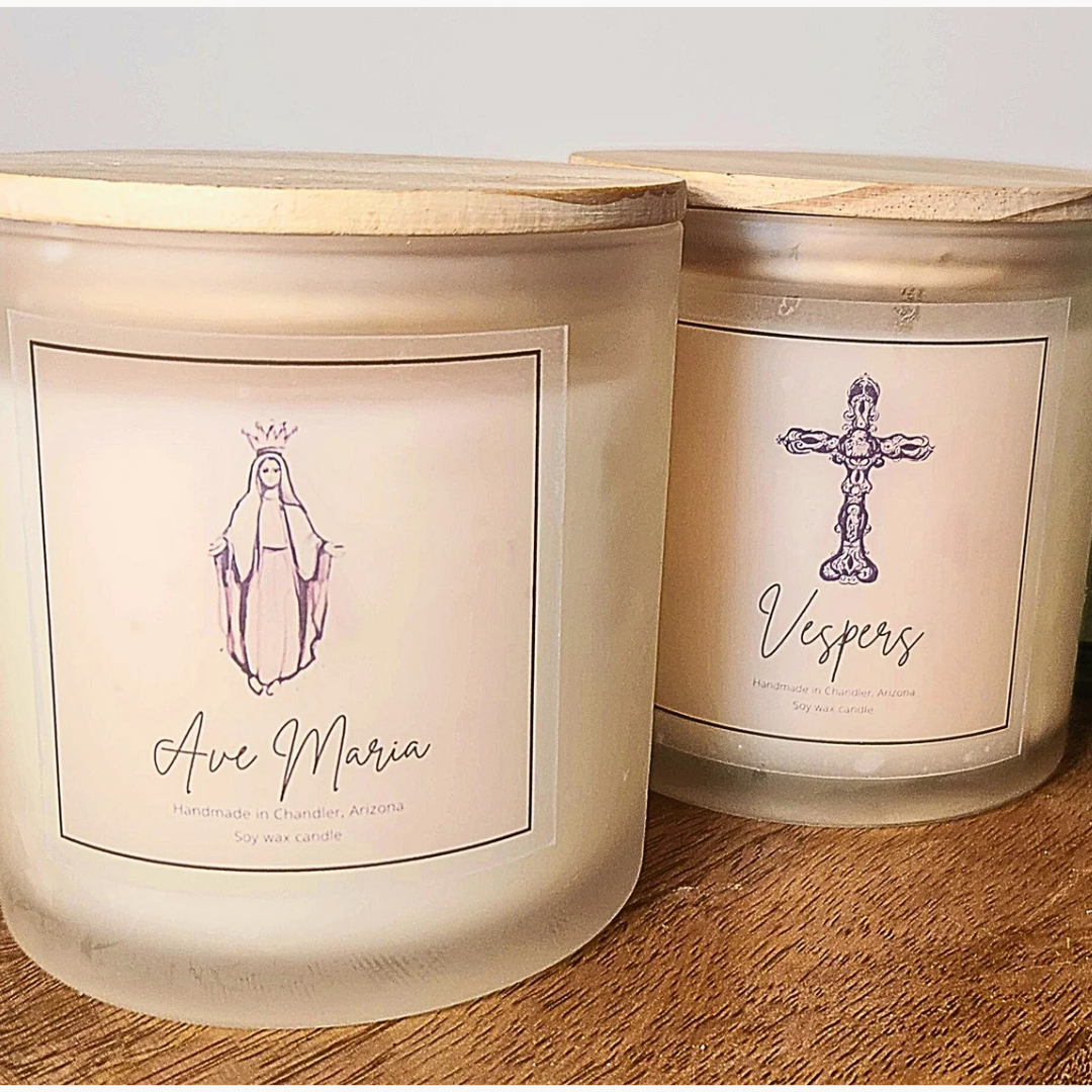 Ave Maria Triple-Wicked Large Candle Jar