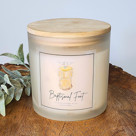 Baptismal Font Triple-Wicked Large Candle Jar